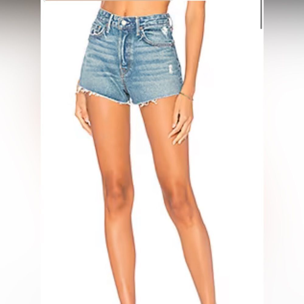 GRLFRND Cindy High-Rise Jean Shorts in Psychedelic Shack